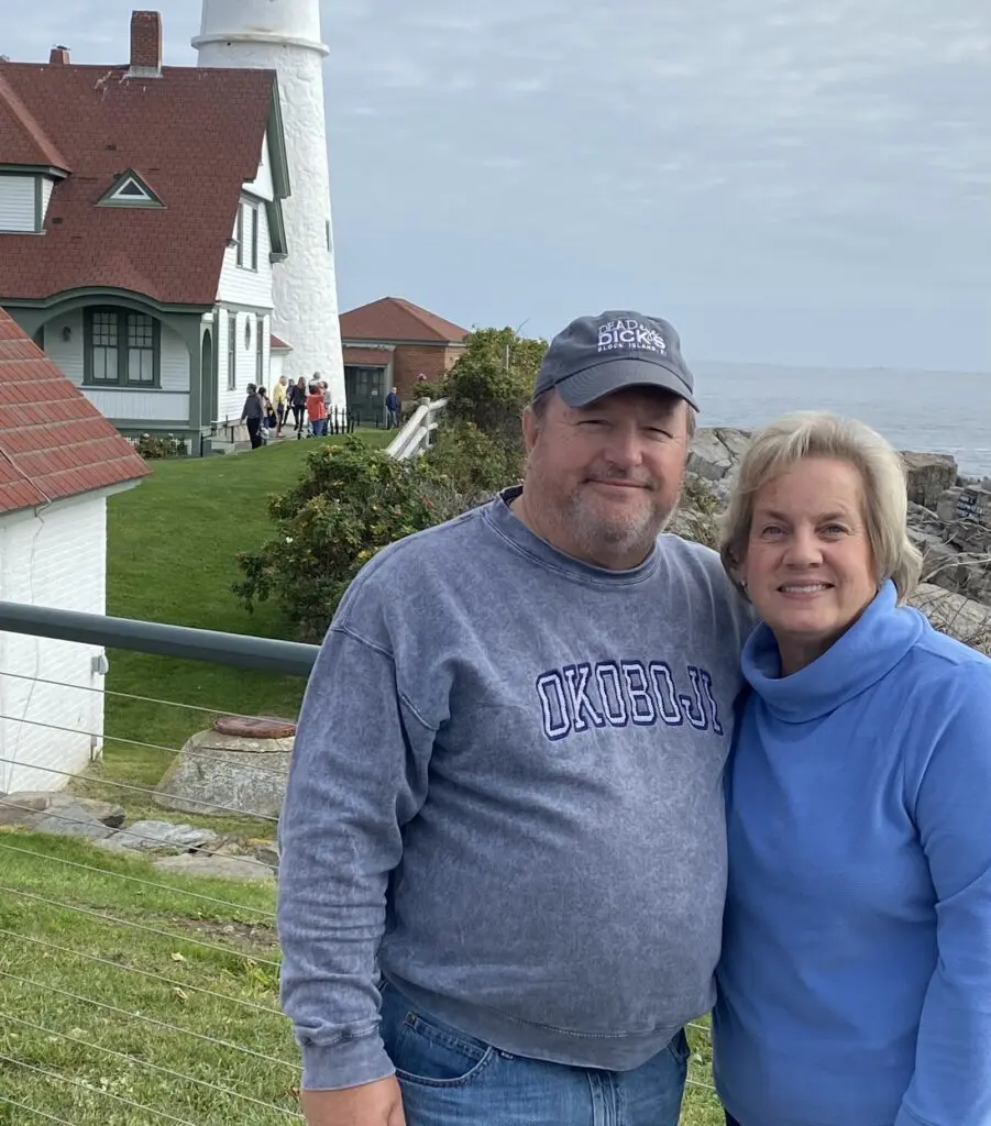 Sally and spouse at beach